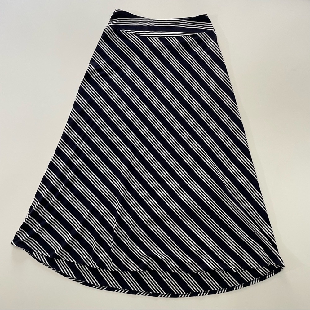 Talbots Navy Stripe Maxi Skirt Womens XSP Coastal Flowy Office Church Funeral
